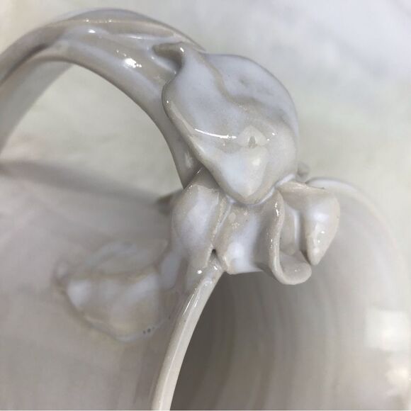 Studio Pottery Handmade Creamy White Ceramic Leaf and Stem Decorative Pitcher - Picture 13 of 16